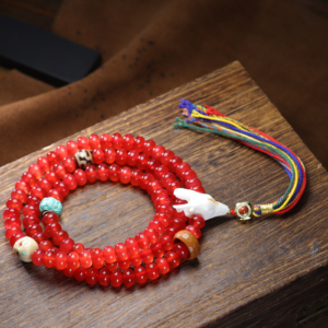 Fish gallstone abacus bead 108-bead multi-strand bracelet.