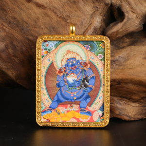 Pure hand-carved black God of Wealth Thangka