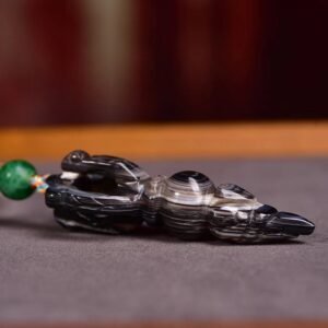 Natural agate dzi beads magic pestle pendant white crystal necklace - 图片 3