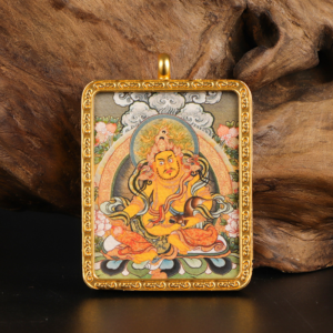 Hand-carved yellow God of Wealth pendant