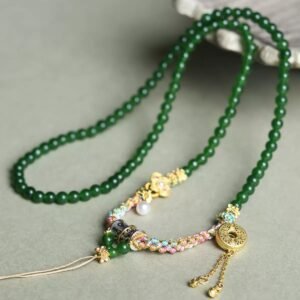 Hand-woven green agate necklace - 图片 3