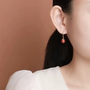 Silver gold-plated cinnabar earrings