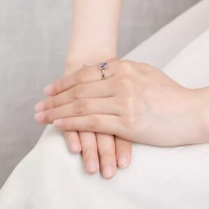 Natural amethyst sterling silver ring