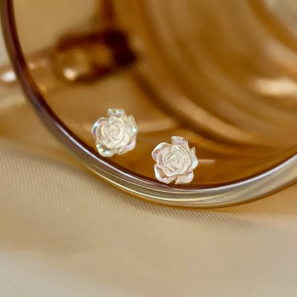 Silver camellia earrings - 图片 2