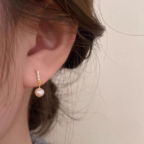 Sterling silver pearl French earrings