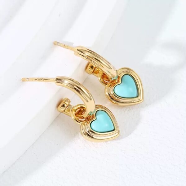 Natural stone sapphire earrings - 图片 2