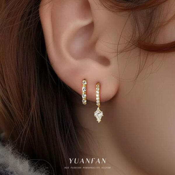 Sterling silver diamond earrings - 图片 2