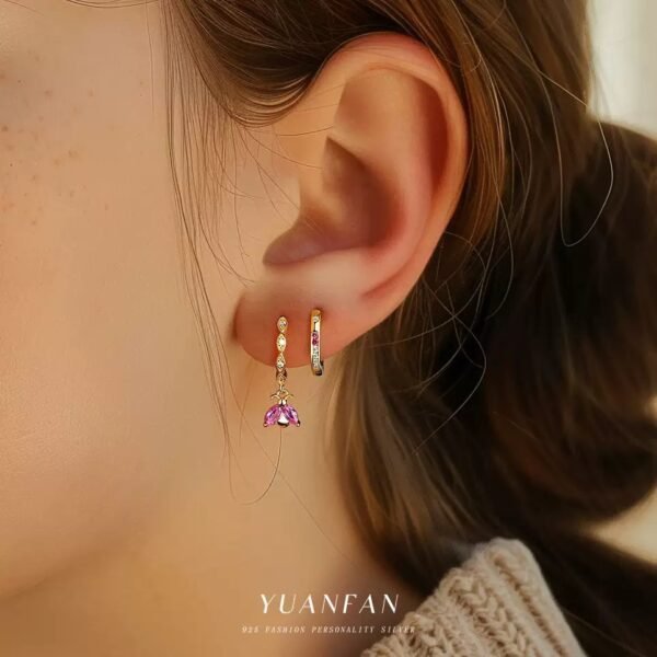 Sterling silver diamond earrings - 图片 3